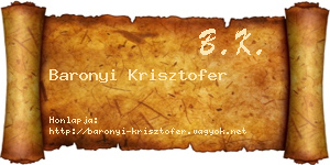 Baronyi Krisztofer névjegykártya